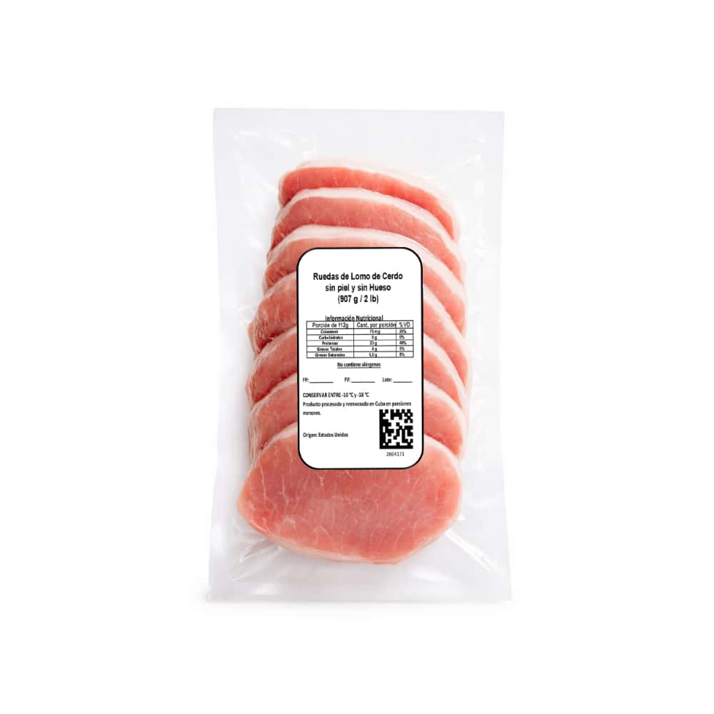 Ruedas de lomo de cerdo sin piel y sin hueso May SM (907 g / 2 lb) - Miniatura 2
