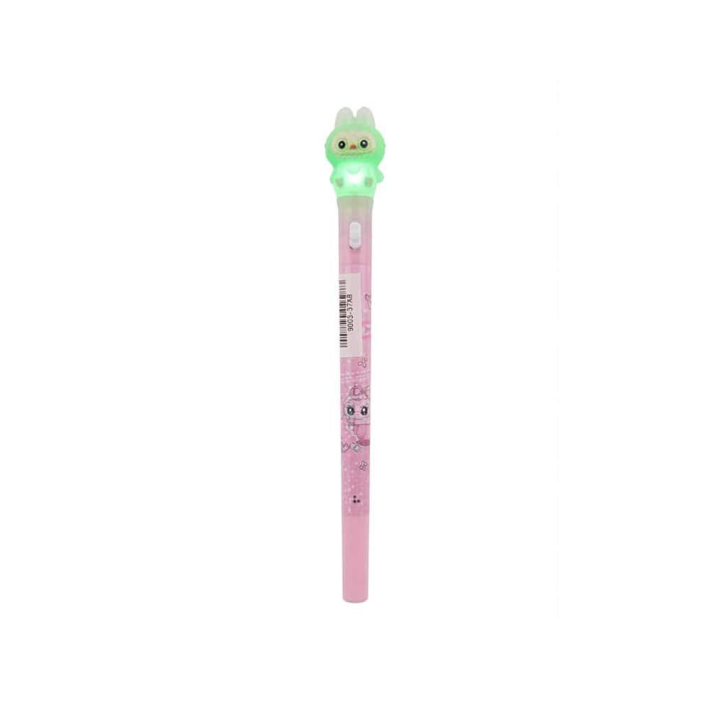 Bolígrafo de gel rosado con luz LED diseño de Labubu Gutza - Miniatura 1
