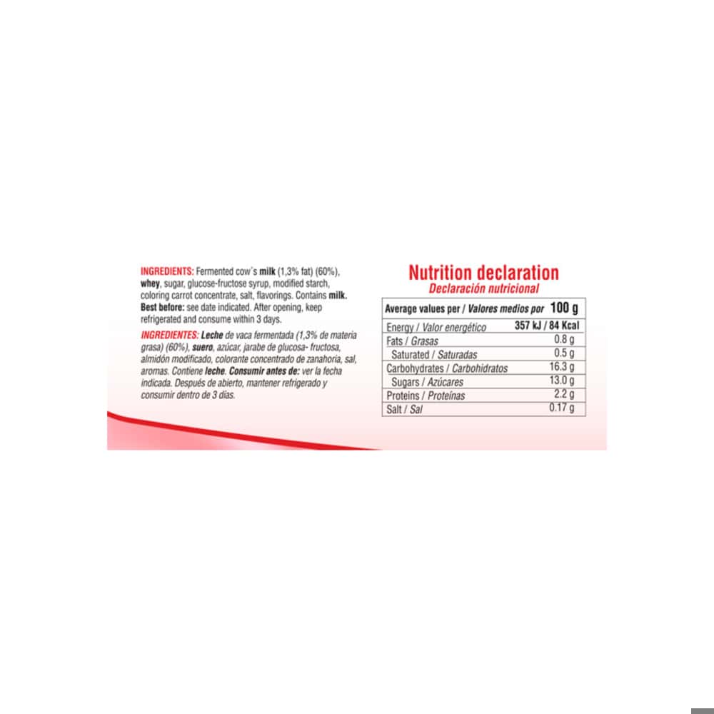 Yogurt pasteurizado sabor macedonia YEYA (4 x 125 g / 4.41 oz) - Miniatura 3