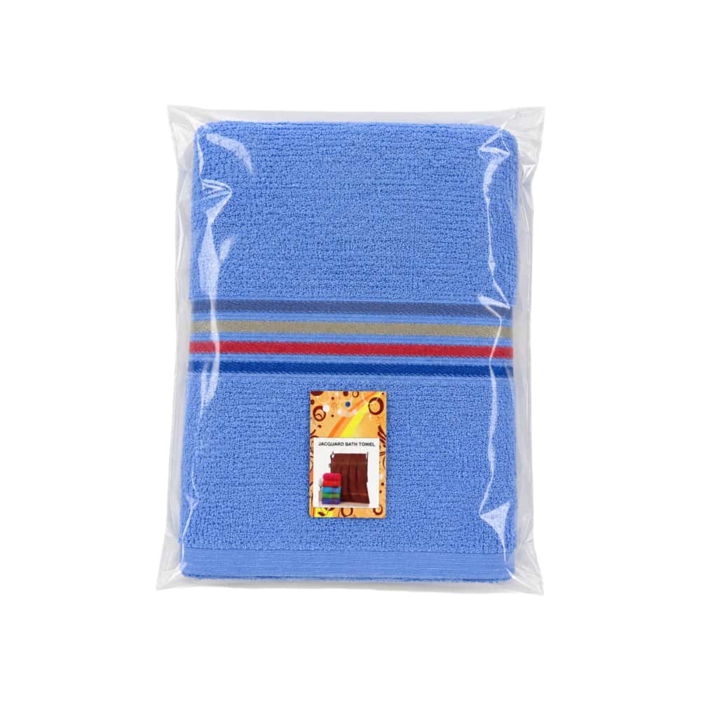 Toalla de baño grande color azul 70 cm x 140 cm Jacquard - Miniatura 2