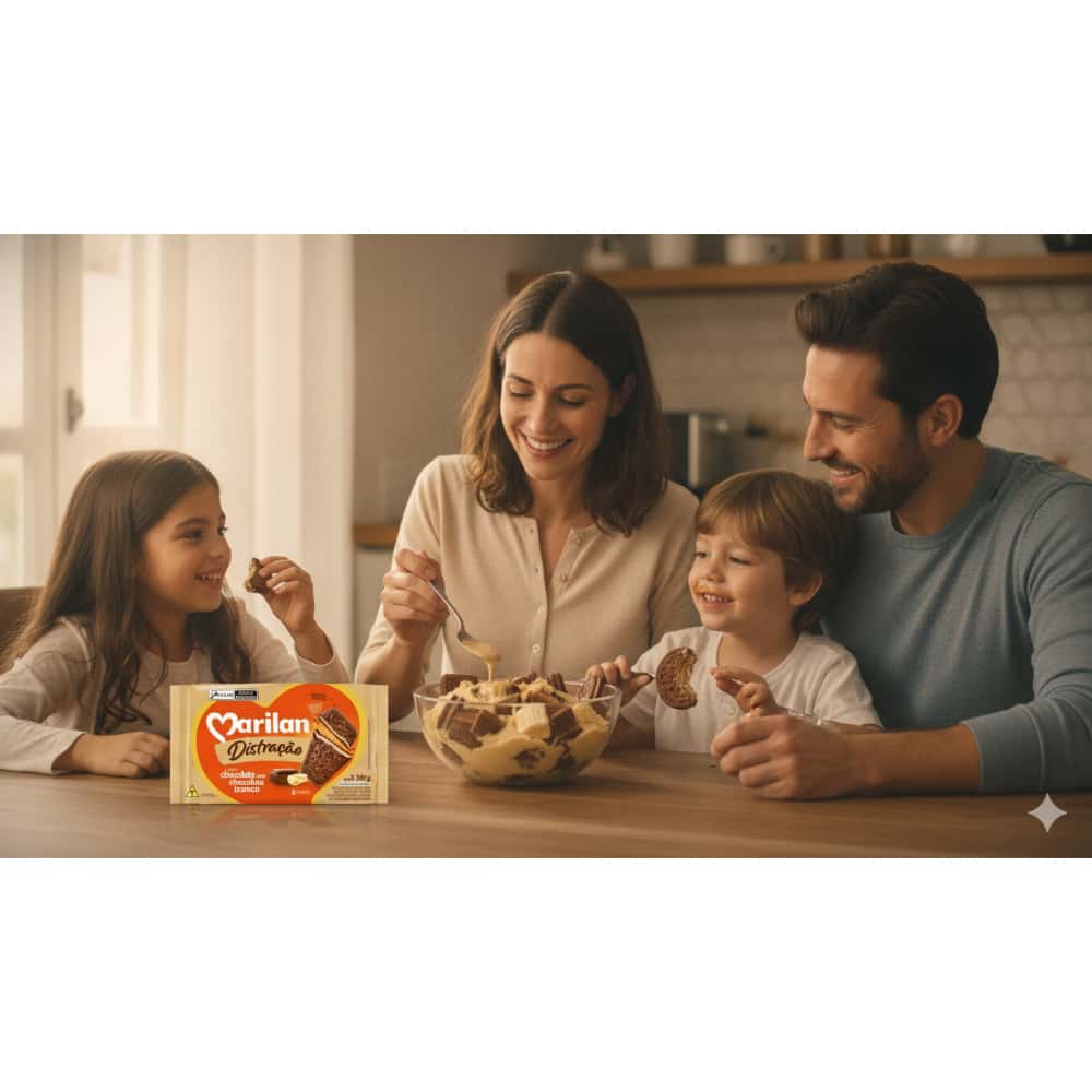 Leche condensada azucarada Vima Foods (390 g / 13.8 oz) + Galleta triple capa sabor chocolate con chocolate blanco Distracao Marilan (280 g / 9.88 oz) - Miniatura 4