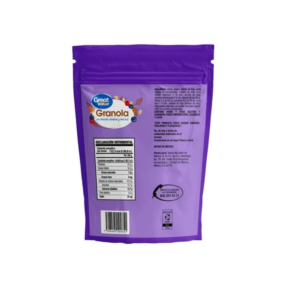 Granola con almendra, arándano y mora azul Great Value (300 g / 10.58 oz) - Miniatura 4