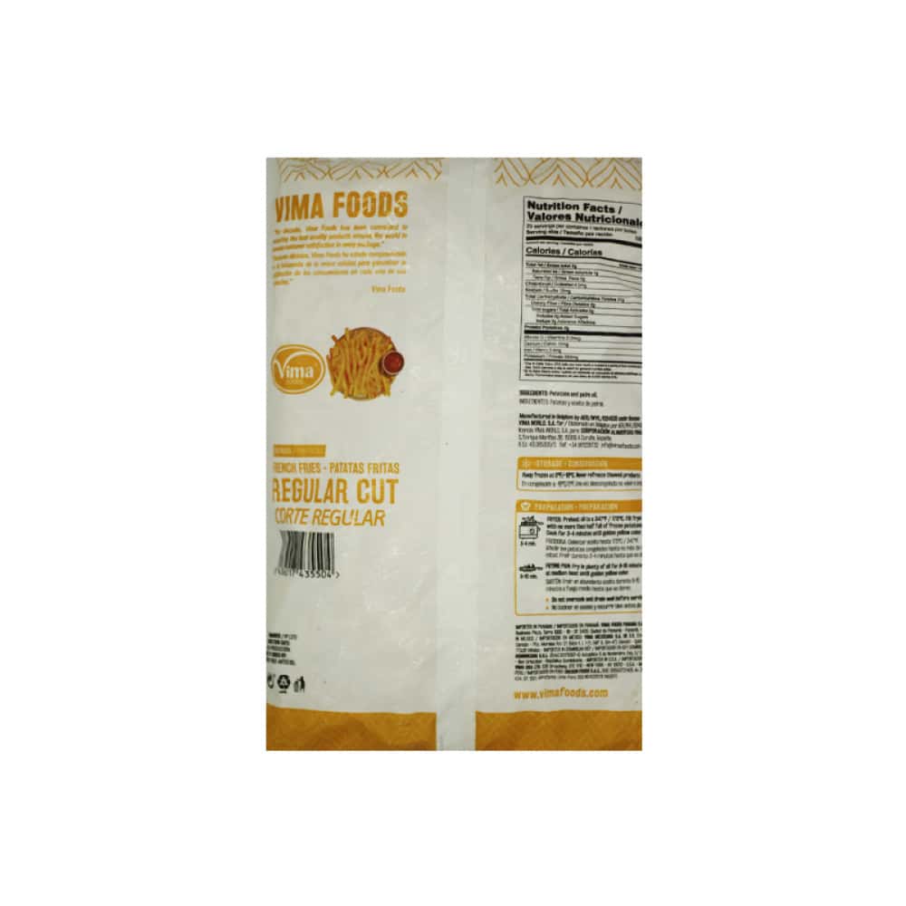 Papas prefritas corte regular Vima Foods (2.5 kg / 5.5 lb) - Miniatura 2