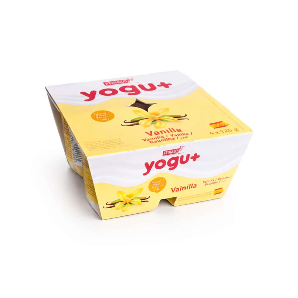 Yogur pasteurizado sabor a vainilla Yogu+ Feiraco (24 x 125 g / 4.40 oz) - Miniatura 2