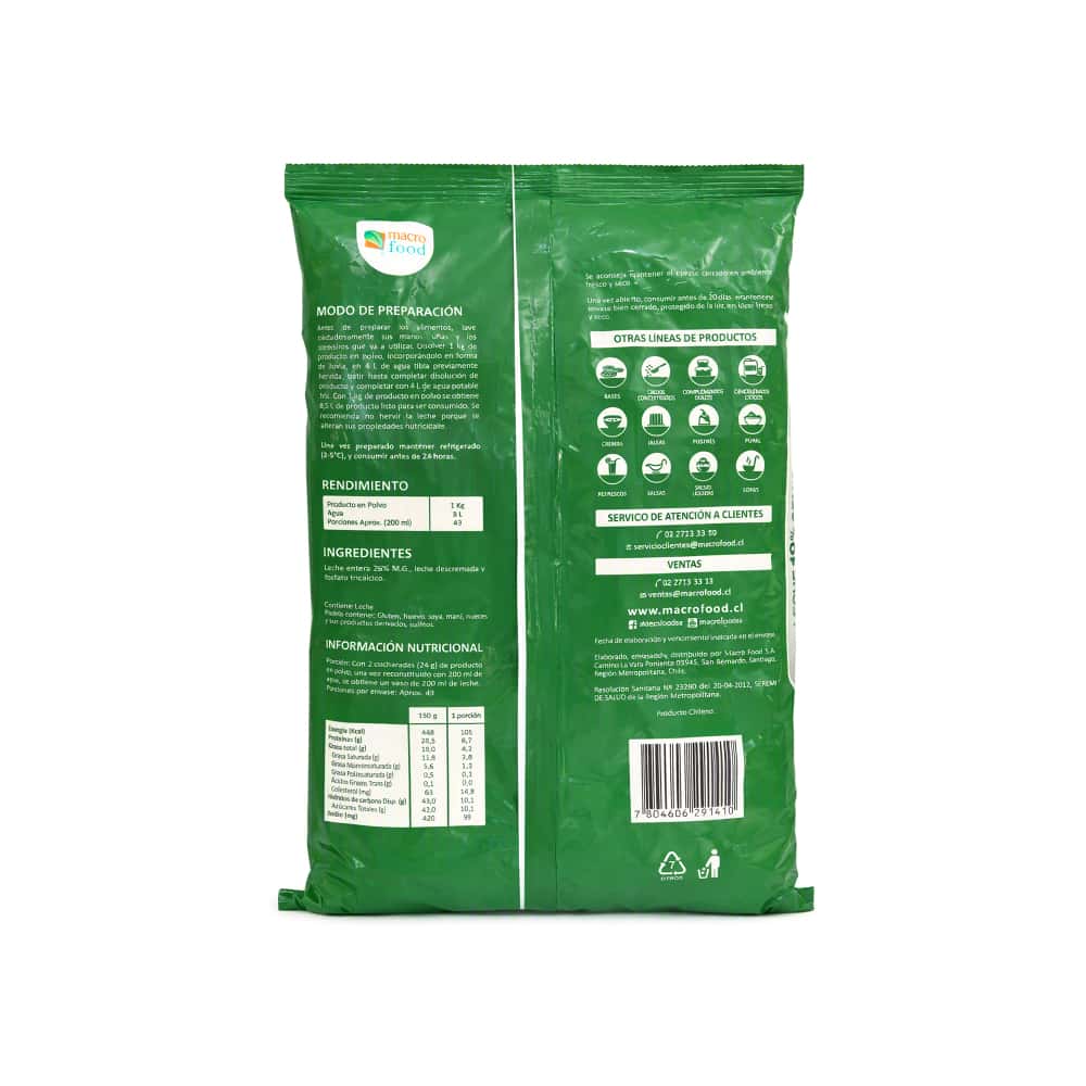 Leche semidescremada 18% Macro Food (1 kg / 2.2 lb) - Miniatura 6