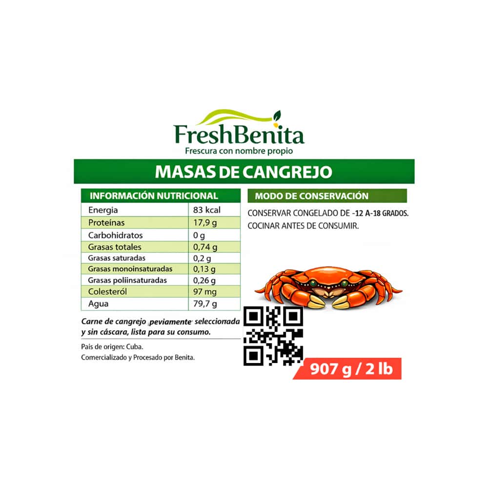 Masas de cangrejo FreshBenita (907 g / 2 lb) - Miniatura 2