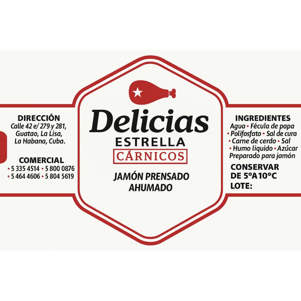Jamón prensado ahumado Delicias Estrella (1 kg / 2.2 lb) - Miniatura 2