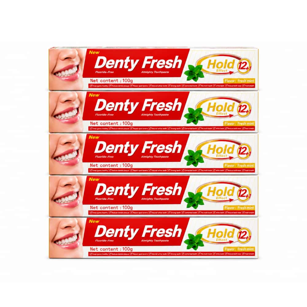 Pasta dental mentolada Denty Fresh (5 x 100 g / 3.5 oz) - Miniatura 1