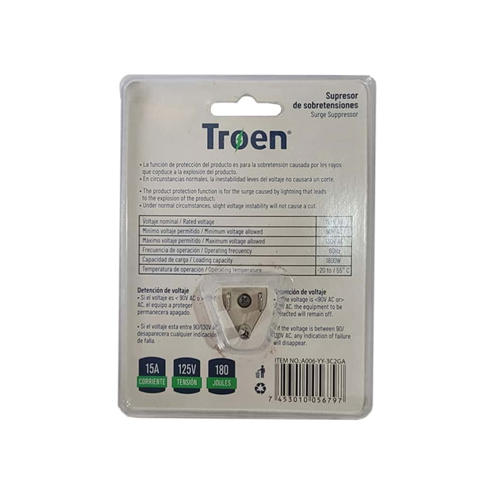 Supresor - protector de voltaje - de sobretensiones de 125 V Troen - Miniatura 7