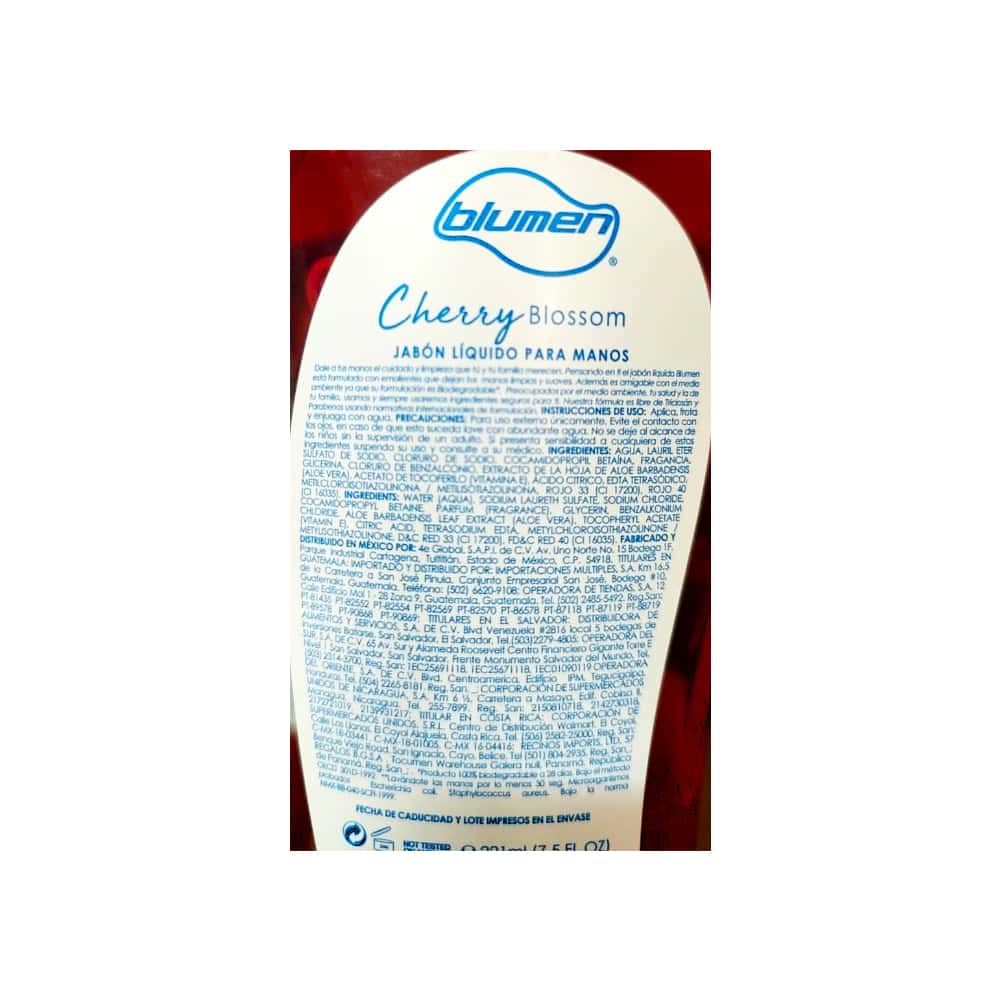 Jabón líquido para manos Blumen Cherry Blossom (221 ml) - Miniatura 3