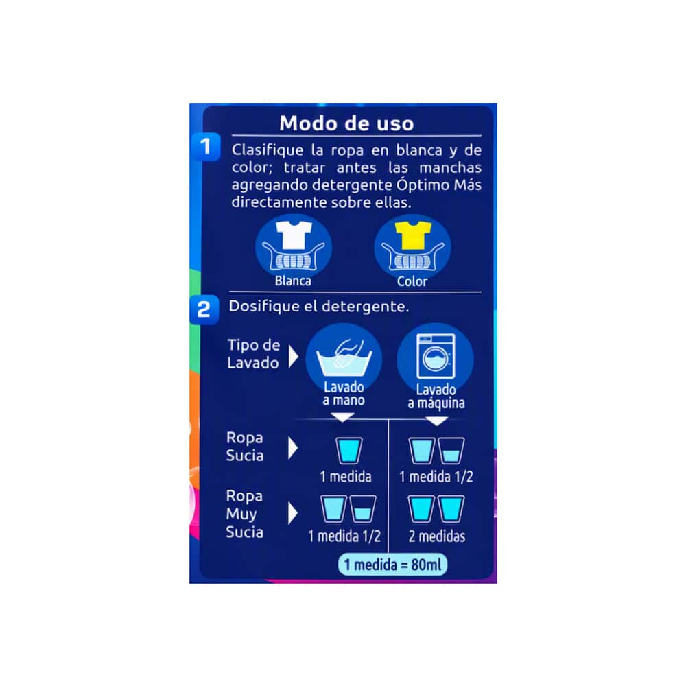Detergente líquido para ropa blanca y de color O´ptimo Ma´s (3 L) - Miniatura 3