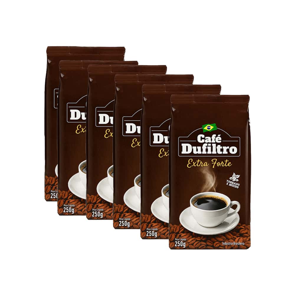 Café tostado y molido extra fuerte Dufiltro (6 x 250 g / 8.8 oz) - Miniatura 1