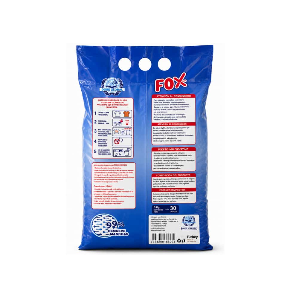 Detergente en polvo removedor de manchas Fox (3 kg / 6.61 lb) - Miniatura 2