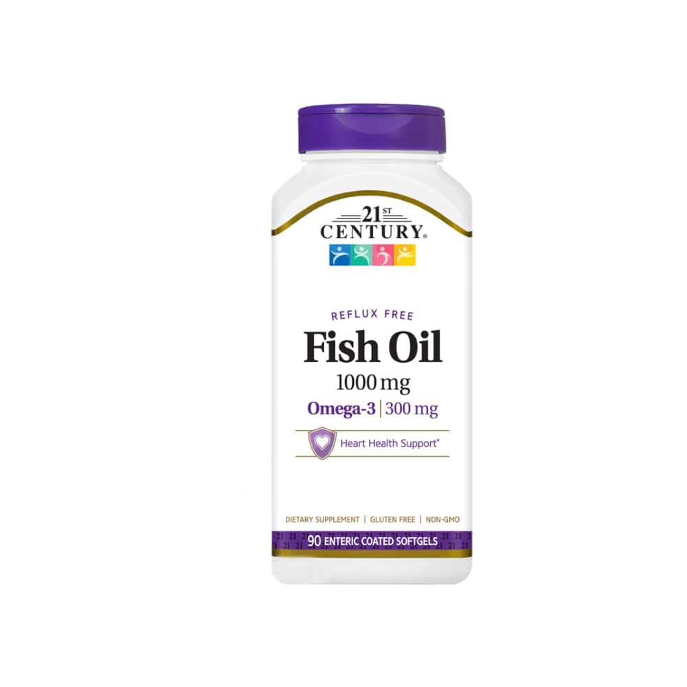 Omega 3. Aceite de pescado libre de reflujo 1000 mg 21st Century (90 cápsulas) - Miniatura 3