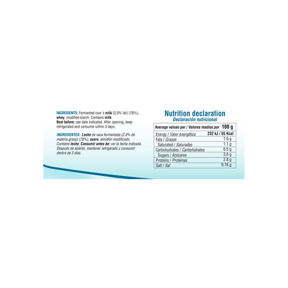 Yogurt pasteurizado natural YEYA (12 x 125 g / 4.41 oz) - Miniatura 3
