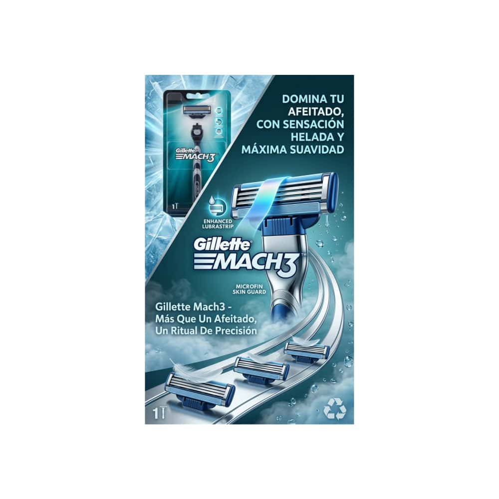 Cuchilla de afeitar de triple hoja para hombre Mach3 Gillette - Miniatura 4