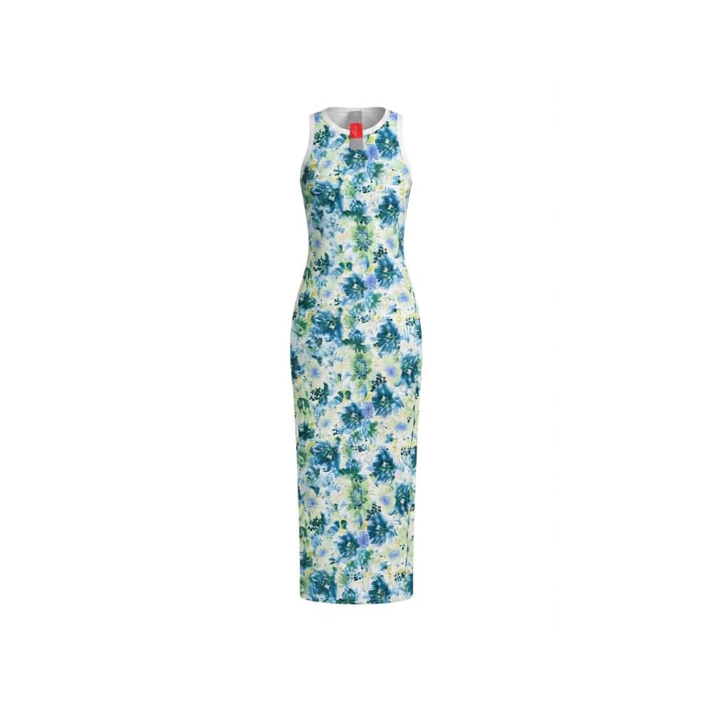 Vestido largo ajustado sin mangas con estampado floreado en tonos verde y azul Mana Fashion (Talla única) - Miniatura 1