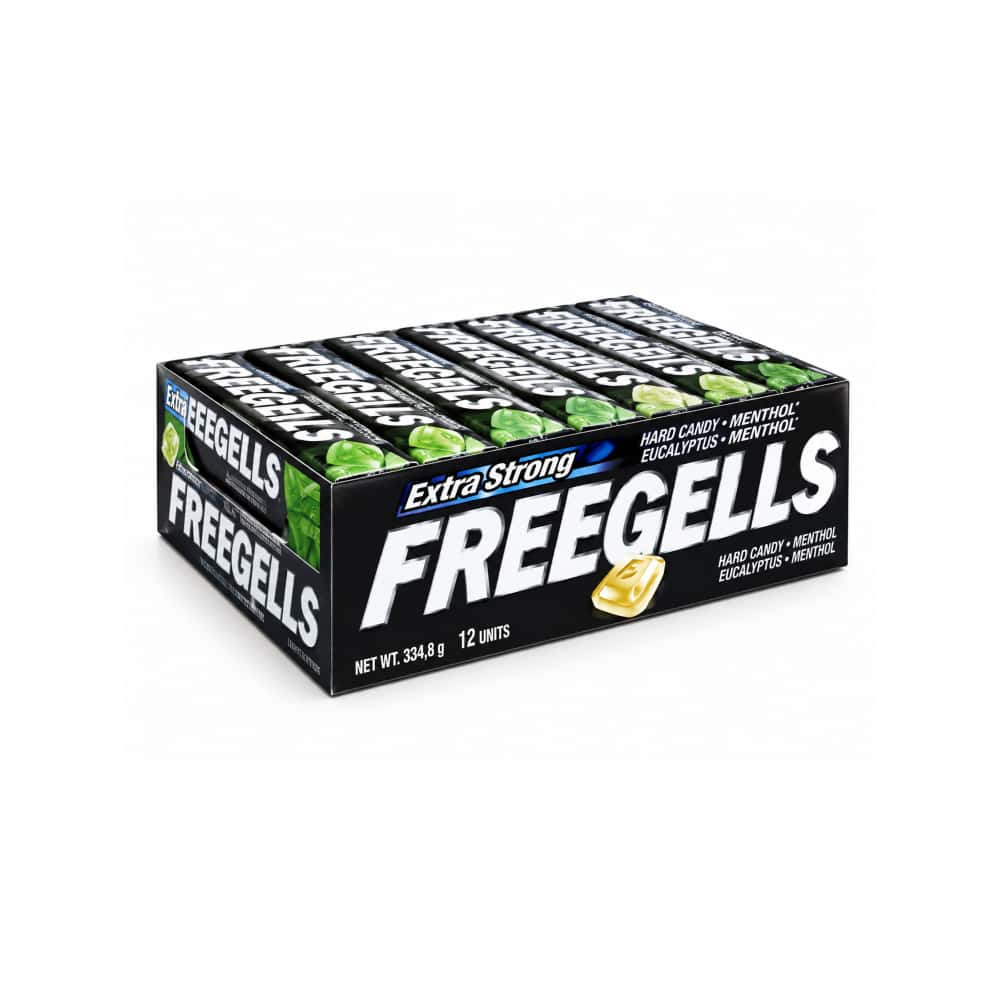 Caramelos duros sabor a mentol y eucalipto extra fuente Freegells (12 x 27.9 g) - Miniatura 1