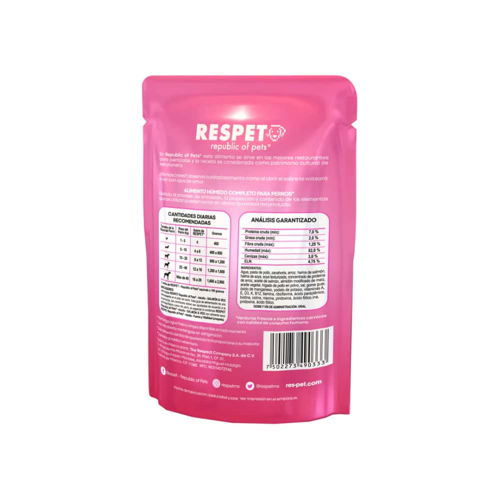 Alimento con salmón y vegetales para perro adulto Respet (100 g / 3.52 oz) - Miniatura 2