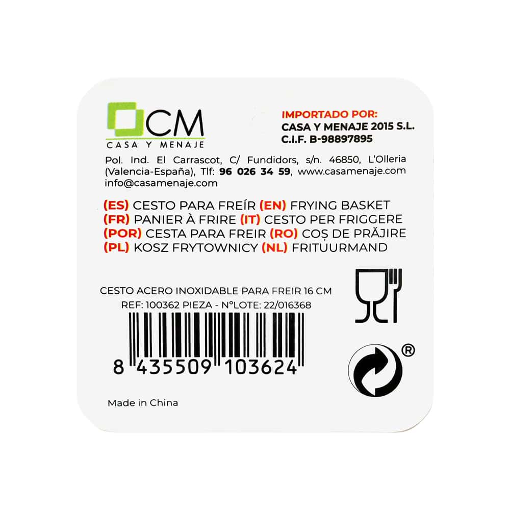 Cesto acero inoxidable para freír 16 cm Casa y Menaje - Miniatura 2