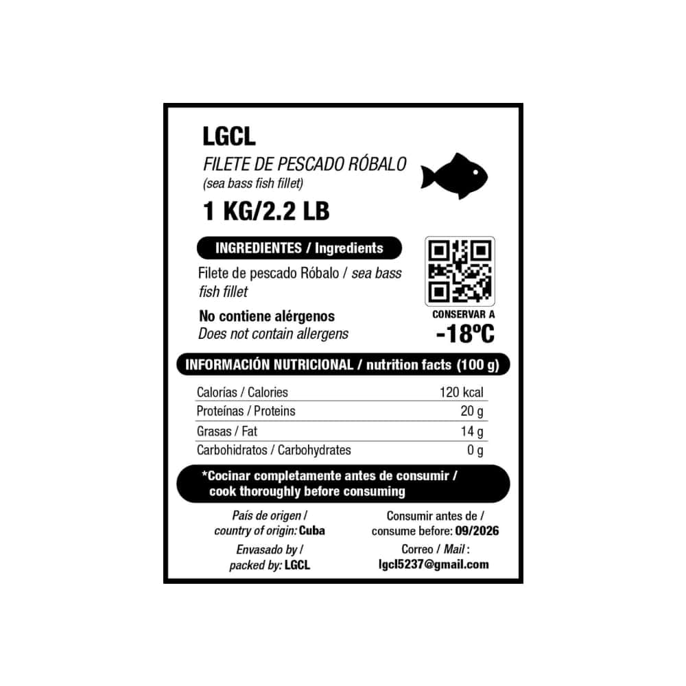 Filete de pescado róbalo LGCL (1 kg / 2.2 lb) - Miniatura 3