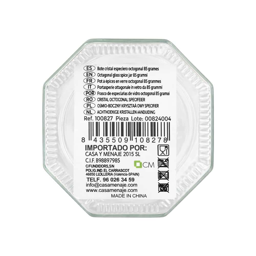 Bote de cristal hermético especiero octogonal capacidad 85 g Casa y Menaje - Miniatura 2
