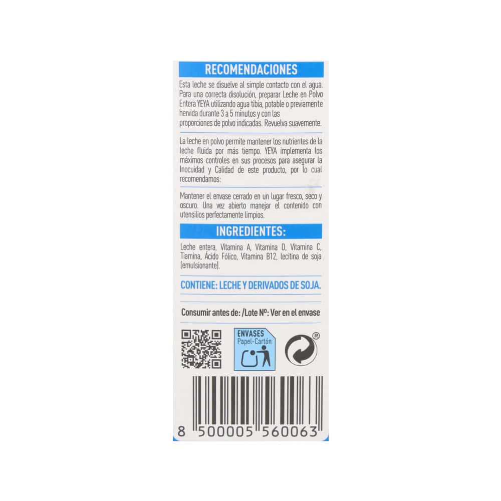 Leche en polvo entera YEYA (800 g / 1.76 lb) - Miniatura 3