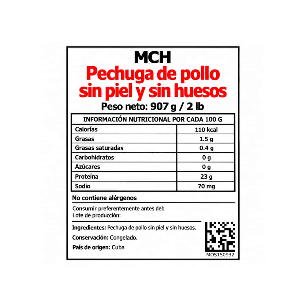 Pechuga de pollo sin piel y sin huesos MCH (907 g / 2 lb) - Miniatura 2