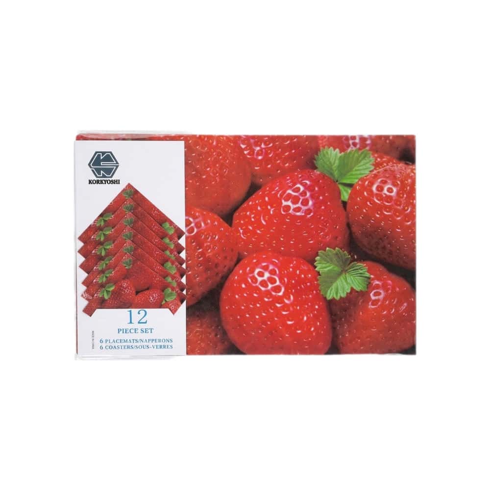 Juego de manteles individuales para mesa con diseño de fresas Koreyoshi (12 U) - Miniatura 1