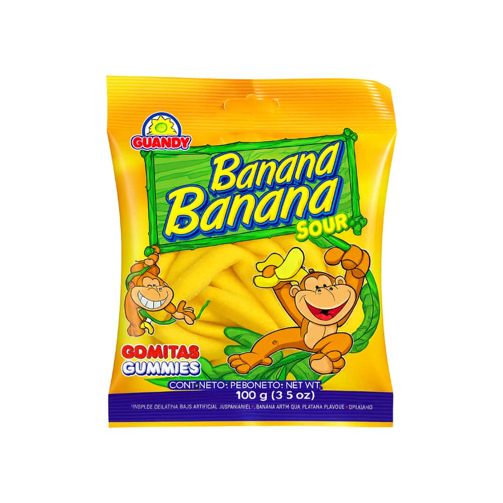 Gomitas banana sour Guandy (100 g / 3.52 oz) - Miniatura 1