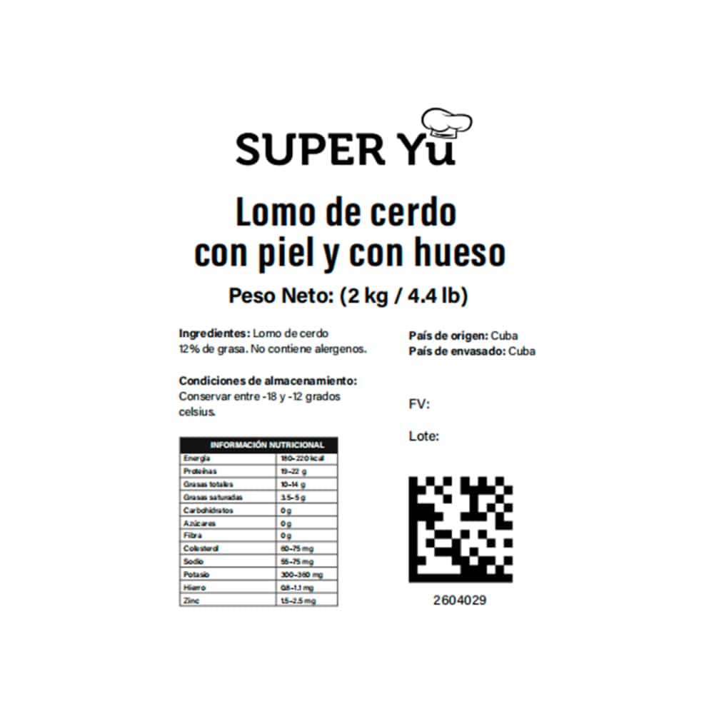 Lomo de cerdo con piel y con hueso Super Yu (2 kg / 4.4 lb) - Miniatura 3