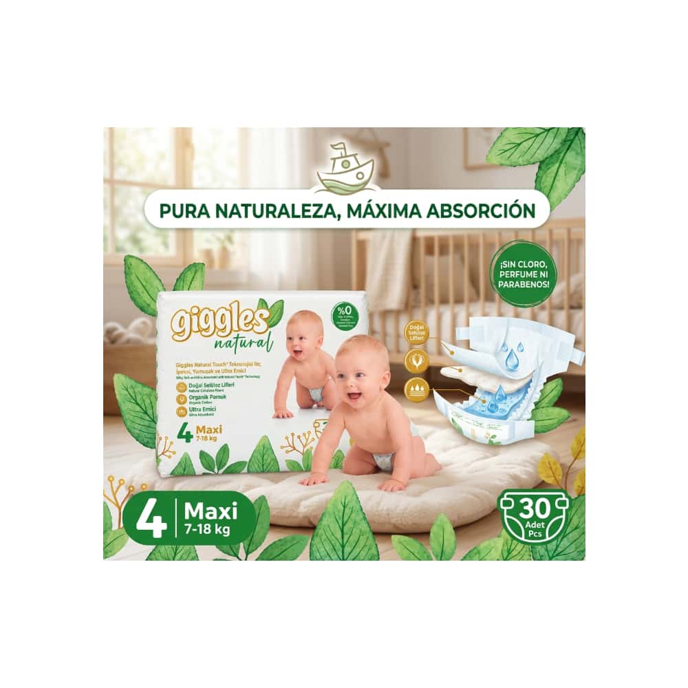 Pañales maxi talla 4 Giggles Natural (30 U) - Miniatura 5