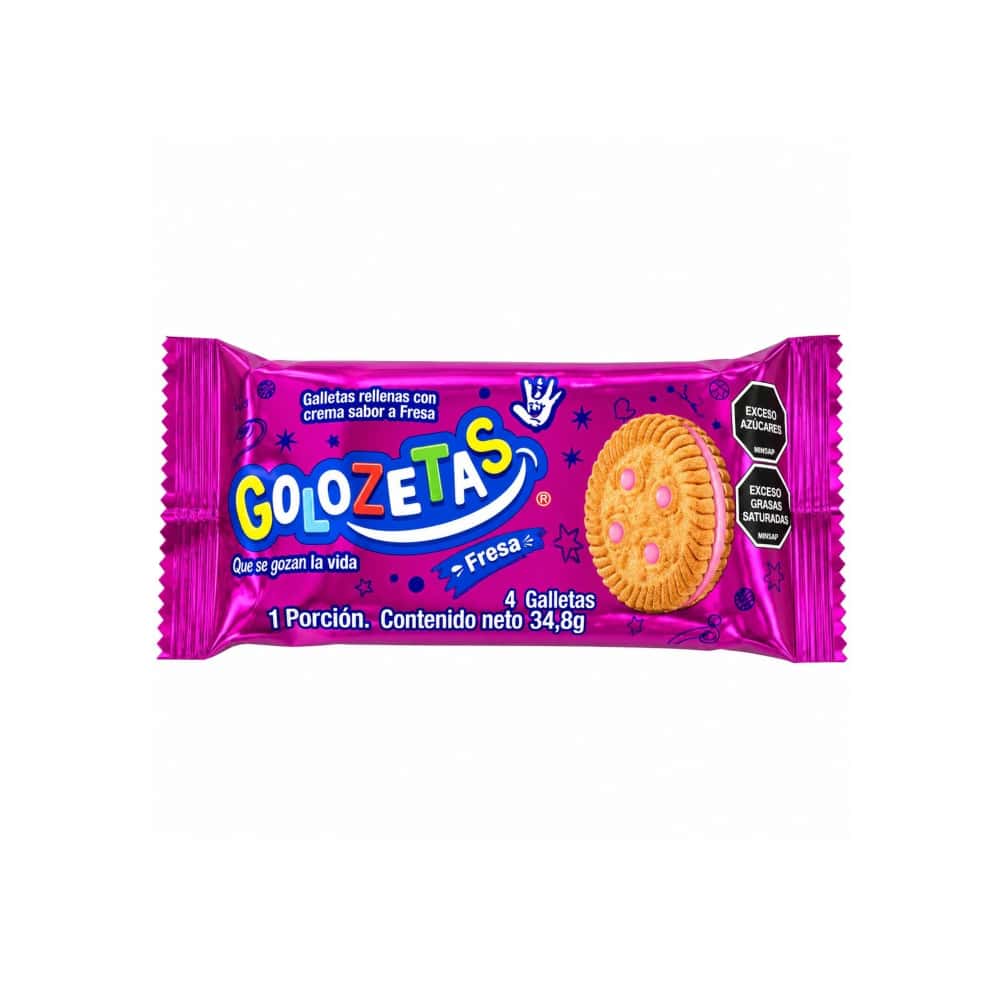 Galletas rellenas con crema sabor a fresa Golozetas (34.8 g / 1.22 oz) - Miniatura 1