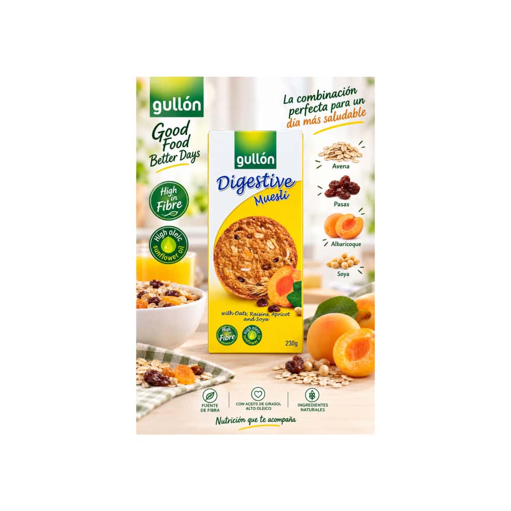 Galletas digestivas con avena, soja caramelizada, pasas y albaricoque Gullón (230 g / 8.11oz) - Miniatura 5