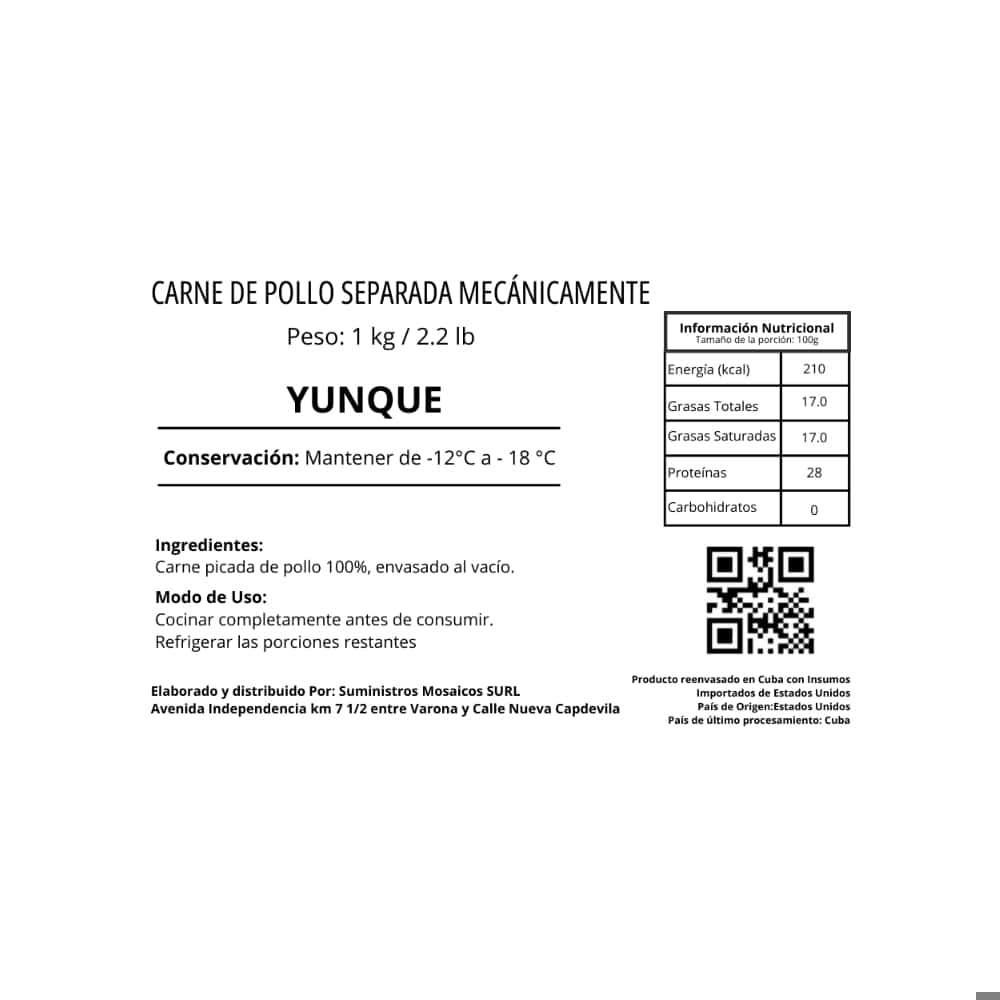 Carne de pollo separada mecánicamente Yunque (1 kg / 2.2 lb) - Miniatura 3