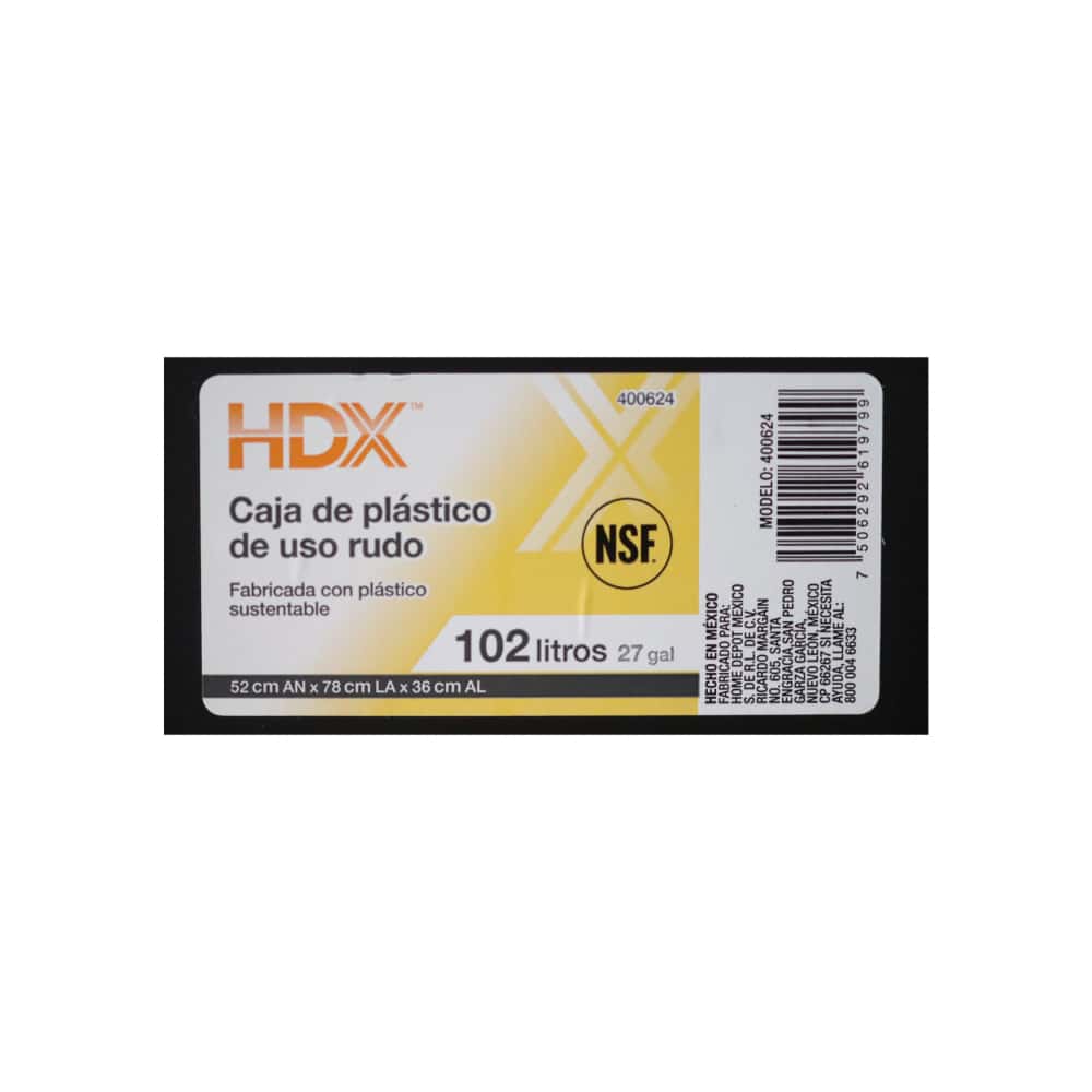Caja de plástico de uso rudo 102 L negro HDX - Miniatura 3