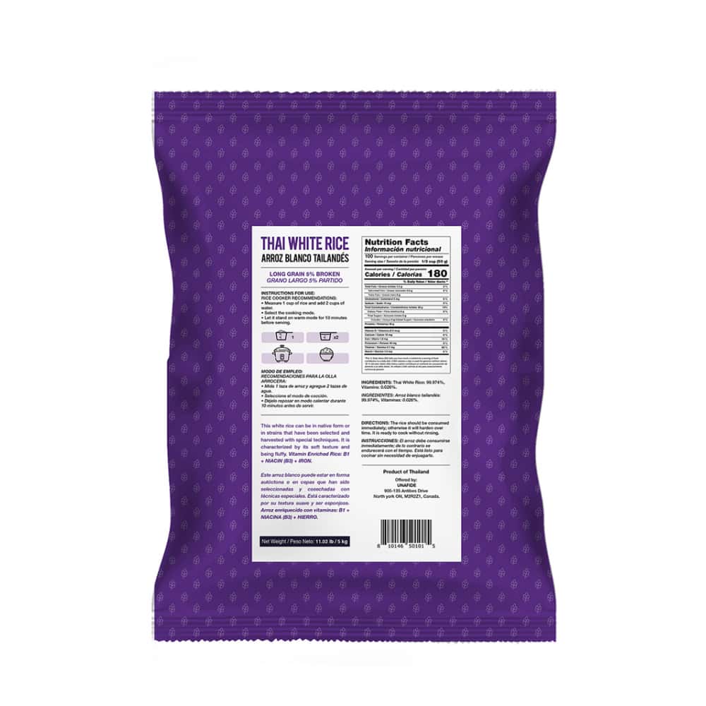 Arroz blanco de grano largo tailandés YEYA (5 kg / 11 lb) - Miniatura 2