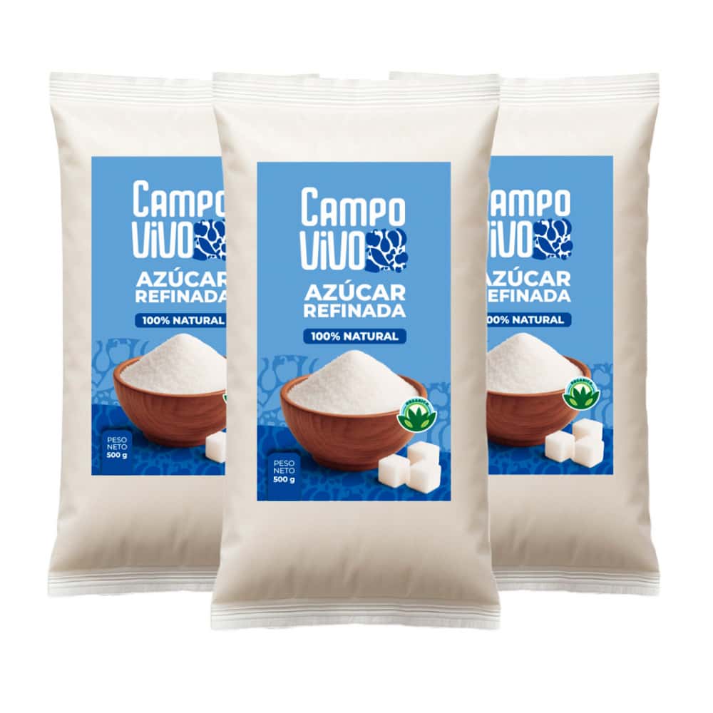 Azúcar blanca refinada Campo Vivo (3 x 500 g / 1.1 lb) - Miniatura 1