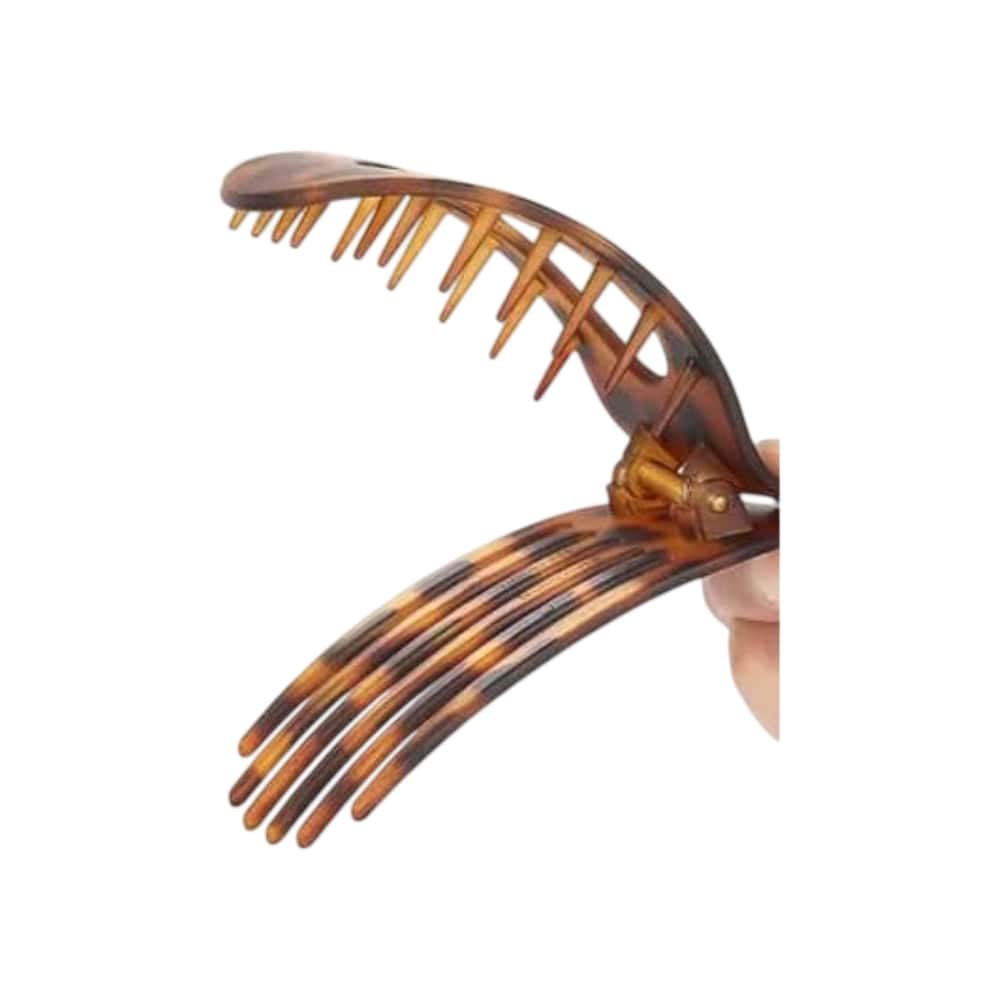 Pinza -pellizco- para el cabello ovalada con estampado de leopardo carmelita Tiara - Miniatura 2