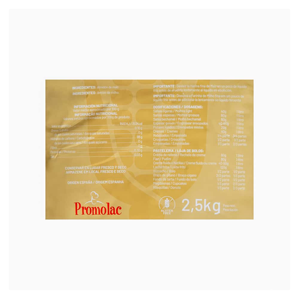 Harina fina de maíz Promolac (2.5 kg / 88.18 oz) - Miniatura 3