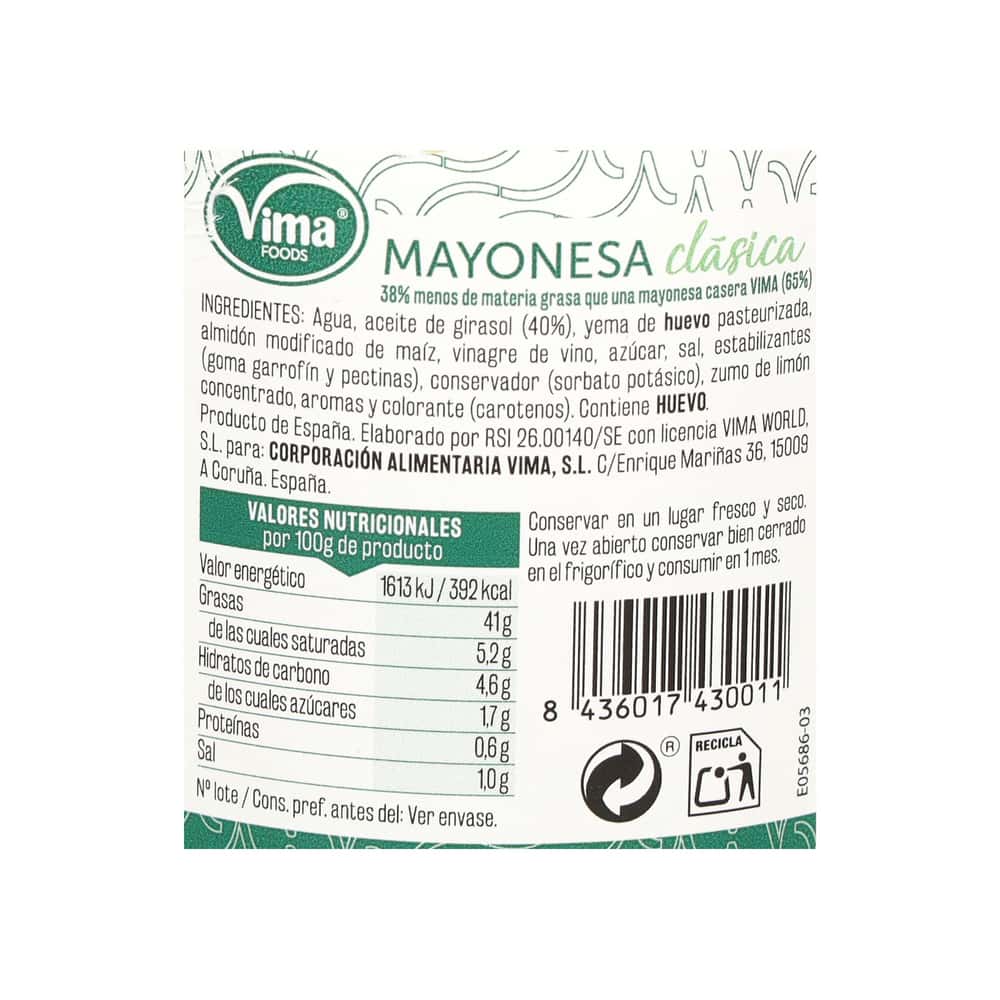 Mayonesa clásica Vima Foods (450 ml) - Miniatura 3