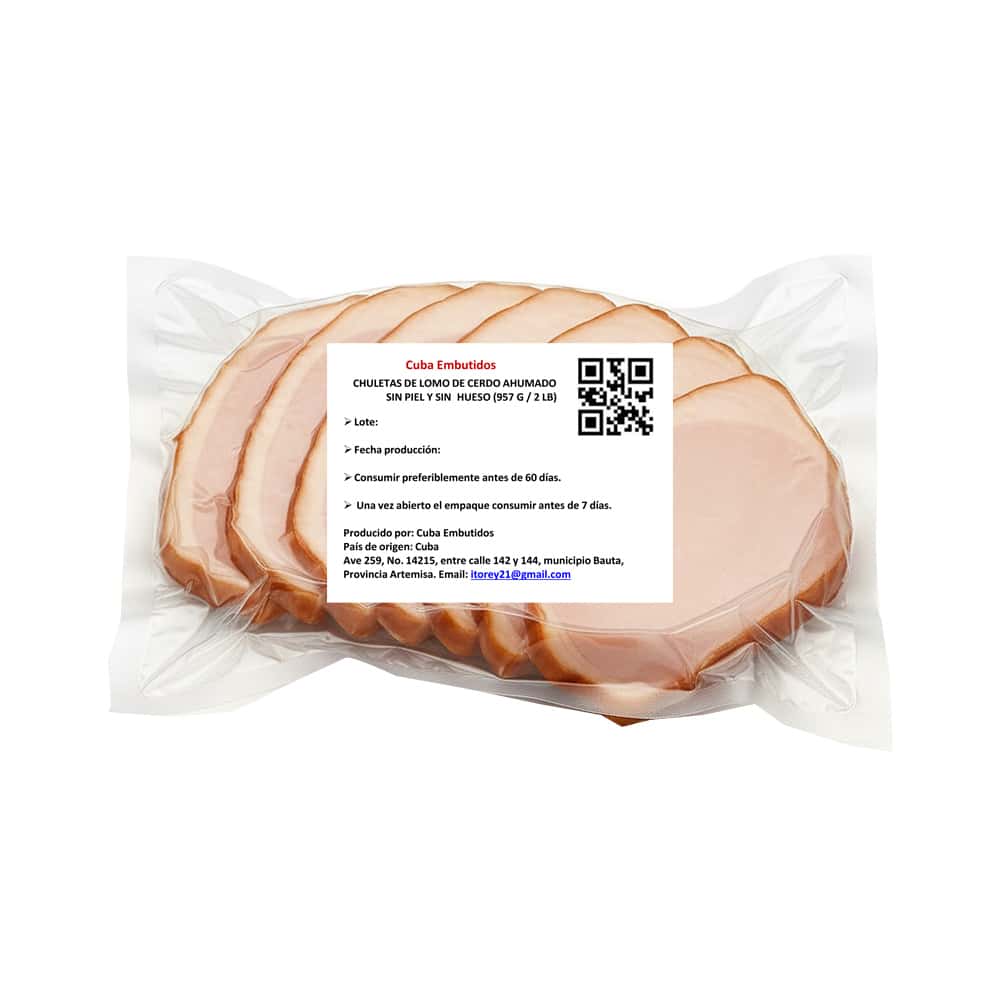 Chuletas de lomo de cerdo ahumado sin piel y sin hueso Cuba Embutidos (907 g / 2 lb) - Miniatura 2