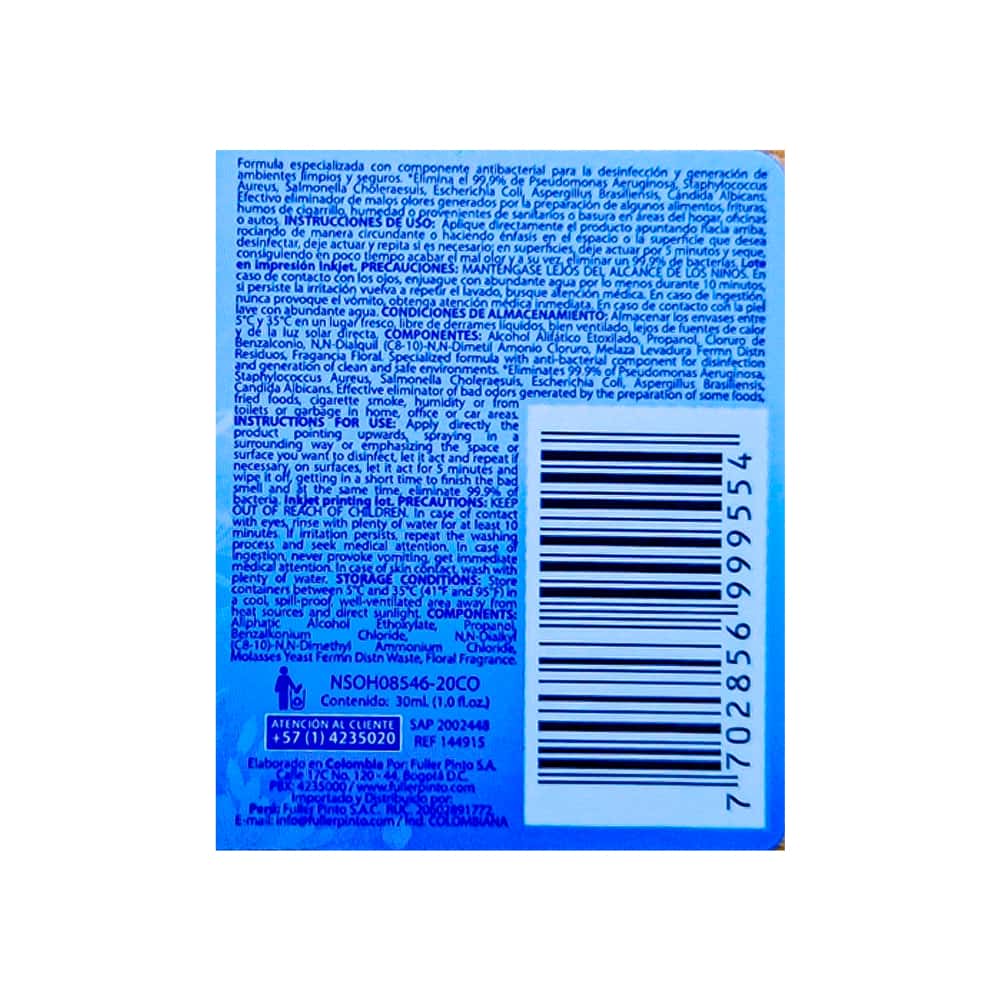 Spray antibacterial para espacios y superficies de baño aroma floral FullFresh (30 ml / 1 floz) - Miniatura 3