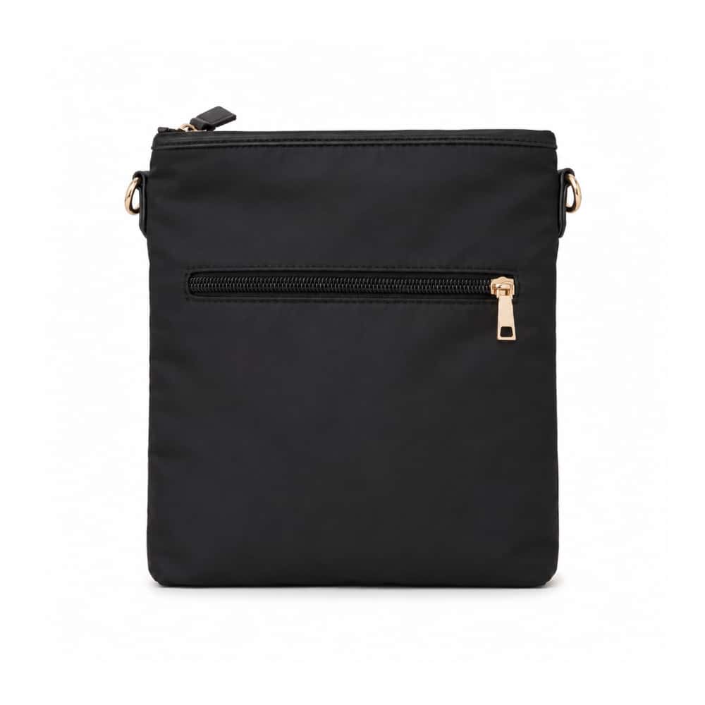 Bolso bandolera negro de nailon con cinturón decorativo y parche triangular Isabella (1 U) - Miniatura 2