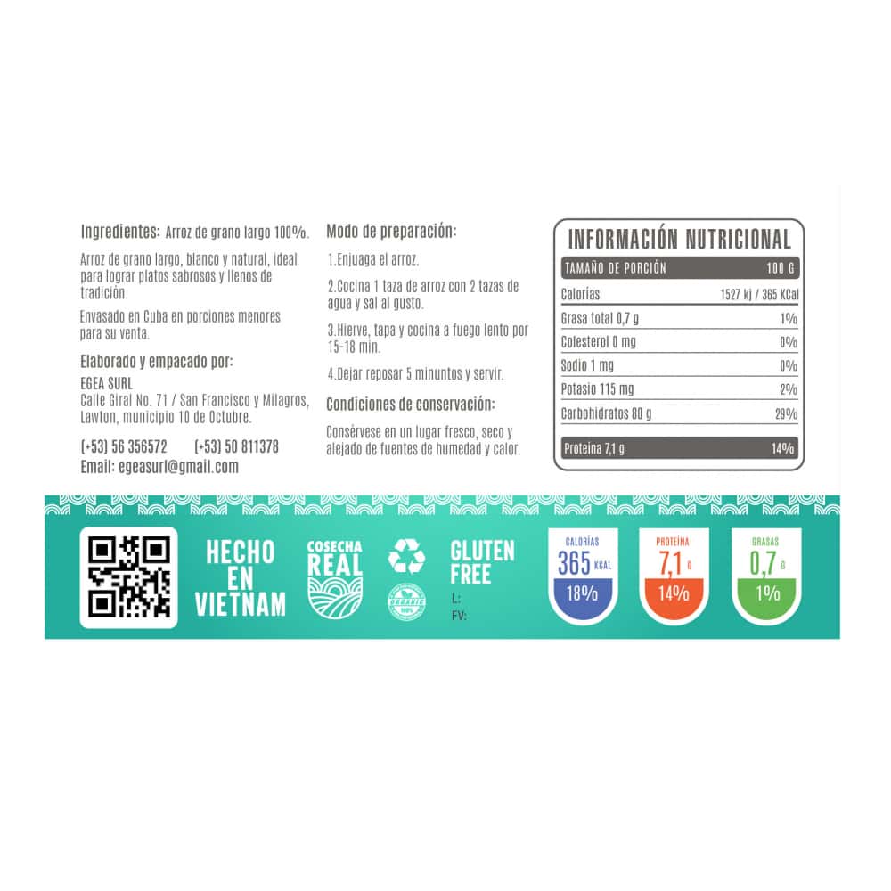 Arroz de grano largo Cosecha Real (500 g / 1.1 lb) - Miniatura 3
