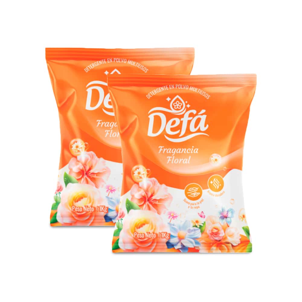 Detergente en polvo multiusos fragancia floral Defá (2 x 1 kg / 2.2 lb) - Miniatura 1