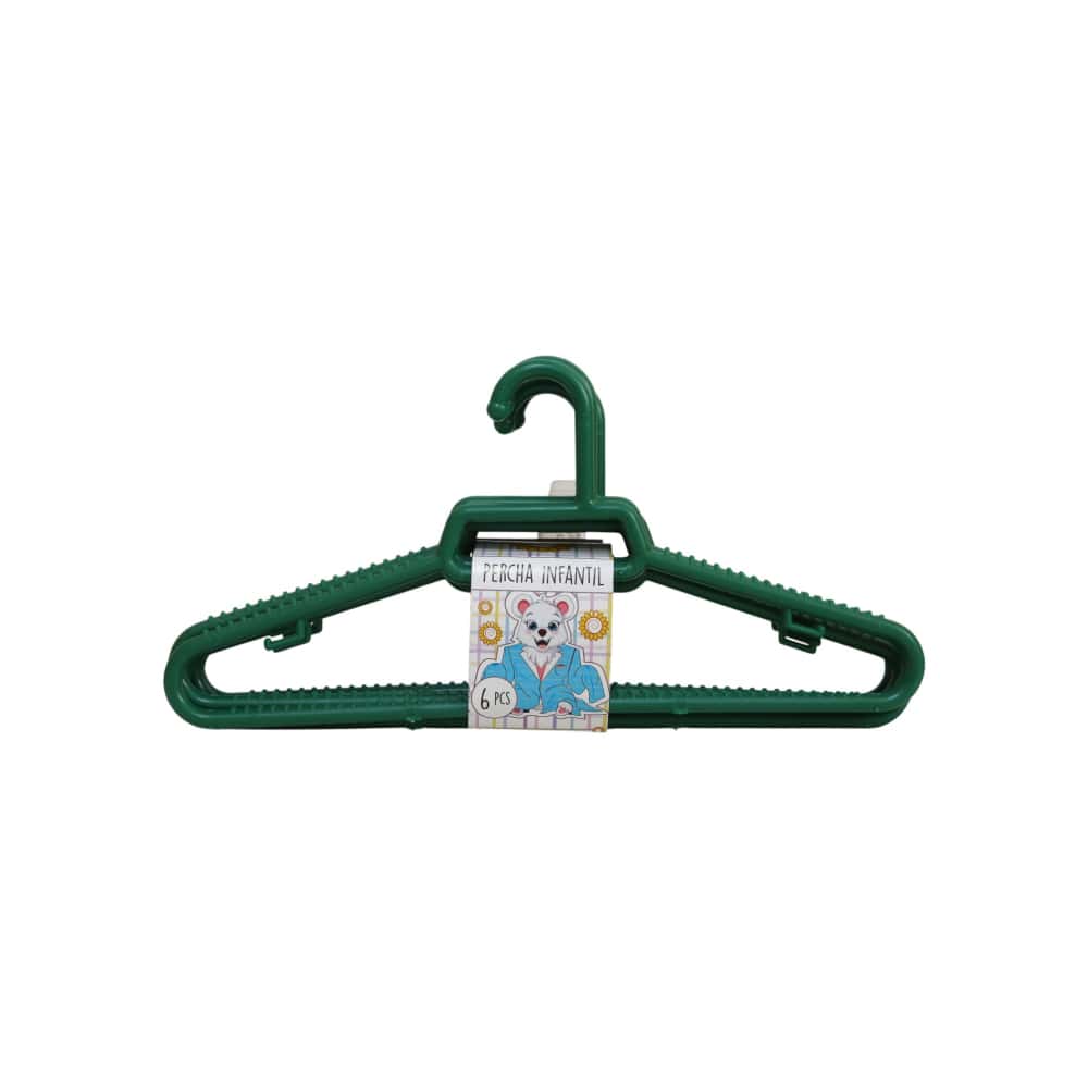 Perchas de plástico infantiles color verde Casa y Menaje (6 U) - Miniatura 3