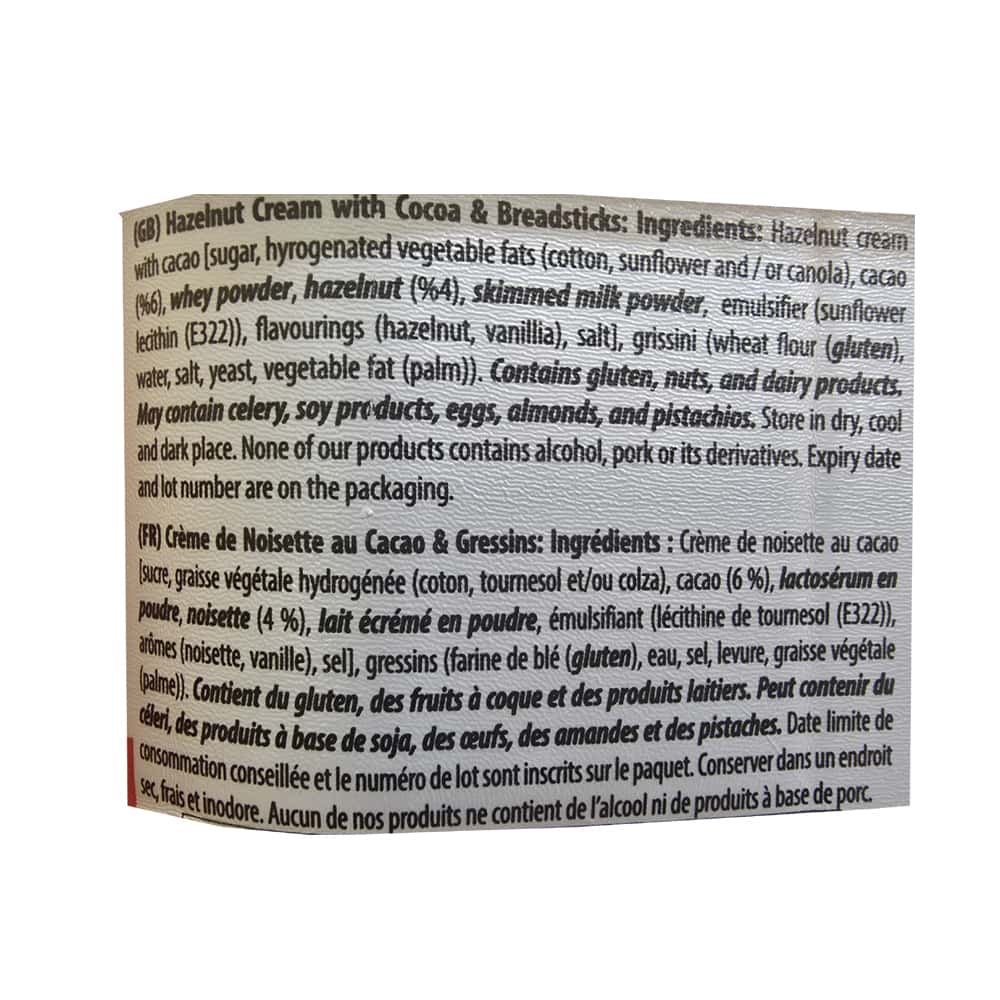 Crema de avellanas con cacao y palitos de pan Kent boringer (56 g / 1.97 oz) - Miniatura 3