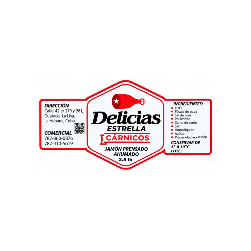 Jamón prensado ahumado malla roja Delicias Estrella (1.13 kg / 2.5 lb) - Miniatura 2