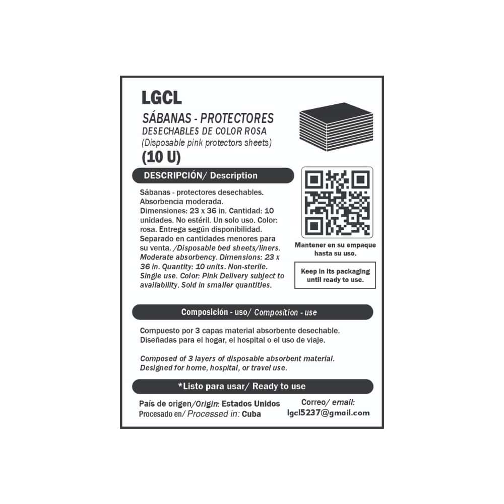 Sábanas - protectores desechables de color rosadas LGCL (10 U) - Miniatura 2